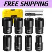 Chrome Molybdenum 10-Piece Lug Nut Remover Socket Tool for Tough Extracting