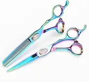 6 Inch Professional Japan 440c Steel Green Scissor Gem Hair Scissors Haircut Thinning Barber Hair Cutting Shears Hairdresser Scissors Hair Cutting Tools