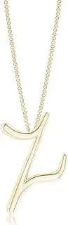 Angara Natural Lowercase "Z" Initial Pendant Necklace in 14ct Solid Gold for Women | Jewellery for Her