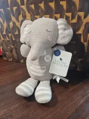 Living Textiles Baby Premuim Gray Knit Elephant Lovey Plush Rattle Theodore 15”