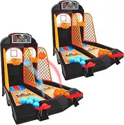 2-Player Mini Basketball Game Tabletop Arcade Desktop Basketball Game for Kids & Adults, 2 Sets, 30 Balls (15 Red, 15 Blue), Suitable for Ages 3+