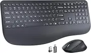 Wireless Keyboard and Mouse, Wrist Rest, Sleep Mode, Long Battery Life, 2.4G Lag-Free Ergonomic Keyboards Mouse Combo, Silent Keyboard Cordless Set for Computer, Laptop, PC, Mac
