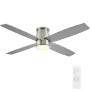 52 Inch Flush Mount DC Ceiling Fan with Lights and Remote, 4 Reversible Blade...