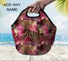 Leopard Print Personalised Lunch Bag Neoprene For Kids And Adults