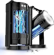 Praxse Cordless Outdoor Bug Zapper - Integrated with a 4-in-1 Mode Light, Battery-Powered Rechargeable Mosquito Lamp, Insect Trap, Up to 12 Hours of Battery Life, Black