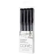 Copic Multiliner Fine Nib Inking Pens Set A Black 4 Pack