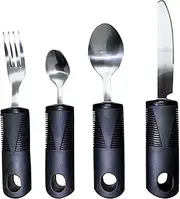 OR8 Wellness 4-Piece Stainless Steel Cutlery Set, Easy Grip Handles, Portable & Discreet, Ideal for Disabled, Elderly, Arthritis, Limited Hand Movement