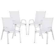 Gardeon 4PC Outdoor Dining Chairs Stackable Lounge Chair Patio Furniture White