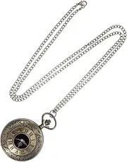 [WRITWAA] Pocket Watch Necklace Watch Storage for Men Hollow Gear Pocket Watch Dice Tank Watch Wristwatch for Men Vintage Pocket Watch Compass Watches Digital Watch Alloy Brown