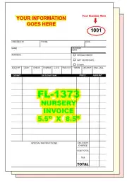 NURSERY GARDENING CENTER INVOICE CUSTOM PRINTED 2 or 3 Part Carbonless