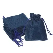 2.7x3.5 Inch Burlap Bags with Drawstring, 50 Pcs Linen Gift Bags, Blue