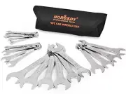 18 Pcs Wrench Set Super Thin Open End Wrench & Rolling Pouch Slim Spanner Wrench