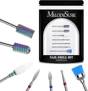 MelodySusie Nail Drill Bits Set, 7Pcs Professional Tungsten Carbide Ceramic Acrylic Nail File Drill Bit for Manicure Pedicure Cuticle Gel Nail Polishing