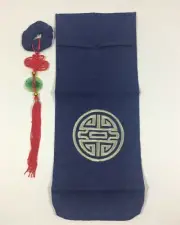 WINE BOTTLE CLOTH GIFT BAG COVER - Jade Charm Tassel Embroidered Chinese Symbol