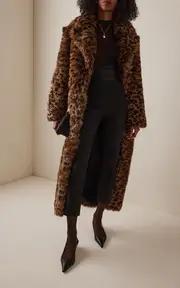 [NILI LOTAN] Ingrid Leopard-Print Shearling Coat