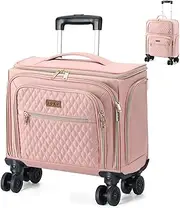 [Lekespring] Softside Expandable Luggage with 4 Spinner Wheels, 20 Inch Lightweight Suitcase for Men and Women, Pink, Carry On 20-Inch