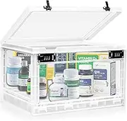 Large Medicine Lock Box with Dual 3-Digit Combination Locks, 24.8L Lockable Storage Box for Medication, Snacks, Phone, and Electronics - BPA-Free Organizer Bin for Home, Office, Fridge, and Safety
