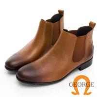在飛比找Yahoo奇摩購物中心優惠-【GEORGE 喬治皮鞋】素面真皮切爾西短靴 -棕 2160