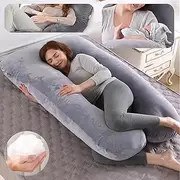 STRONGBERRY Crystal Velvet Pregnancy Pillow, Maternity Body Pillow for Back, Legs and Belly Support, U Shaped Pillows for Sleeping Pregnant Women and Side Sleepers with Removable Cover (Gray)