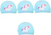 GOOHOCHY 4pcs Children's Swimming Cap Child Swimming Cap Ear Swim Cap Swim Hat Shower Caps for Swimming Cap for Bathing Caps Swim Caps Adorable Swim Hat Nylon Sky-Blue