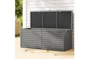 Gardeon Outdoor Storage Box 390L Container Lockable Garden Bench Tools Toy Shed Black