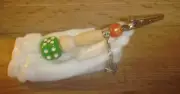 Roach Clip Dice/Die Wood & Bead Removeable CANNABIS Leaf Charm w/Clasp P19