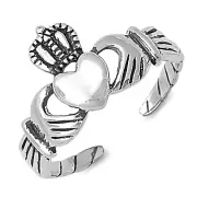 9mm Celtic Claddagh Rope Side Toe Ring Solid 925 Sterling Silver Adjustable Band