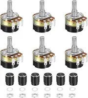 uxcell 6 Pack WH138 Potentiometer 5K Ohm Single-Joint Variable Resistors 3 Terminals Linear Taper Rotary with Knob Cap for Audio Volume Control