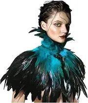 [KiRYu] Gothic Victorian Feather Cape Stole Shawl with Choker Collar Neck Wrap