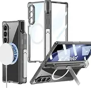 [RUNGOS] Magnetic for Samsung Z Fold 5 Case MagSafe, with One-Piece Screen Protector [Hinge Protection, S Pen Holder] [Hidden Stand] for Samsung Galaxy Z Fold 5 Case, All-Inclusive Armor Shockproof