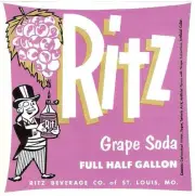 Vintage Ritz Grape Soda Unused Original Label Ritz Beverage Co. St. Louis, Mo.