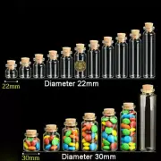 Clear Mini Bottles Small Cork Stopper 4mL~55mL Glass Vial Jars Containers