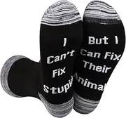 [LEVLO] Veterinarian Gifts I Can't Fix Stupid But I Can Fix Their Animals Socks Medical Veterinary Practitioner Vet Gift