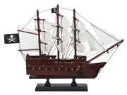 Wooden Captain Hooks Jolly Roger from Peter Pan White Sails Model Pirate Ship 12