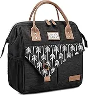 Lekebaby Insulated Lunch Bag for Women Leakproof Wide Open Lunch Box Reusable Lunch Cooler Bag for Adults Work, Black