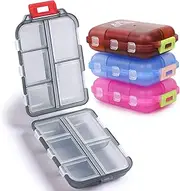 4 Pack Pill Case Portable Small Weekly Travel Pill Organizer Portable Pocket Pill Box Dispenser for Purse Vitamin Fish Oil Compartments Container Medicine Box