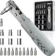 17In1 Right Angle Ratcheting Screwdriver Set, [Bearing Steel] 36-Tooth Mini Ratc
