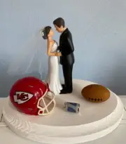 Kansas City Chiefs Cake Topper Bride Groom Wedding day Funny Football Theme