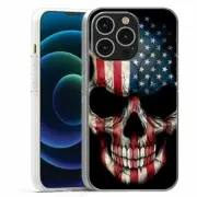 For Apple IPhone 13 Pro Max Mini TPU Case Cover+Glass(USA Skull)