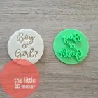 Boy or Girl Cookie Cutter Stamp Fondant Embosser Baby Shower