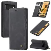 For Google Pixel 6A Caseme Case RFID Blocking Retro Flip Premium Leather Card Holder Wallet Cover – (Black)