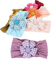 [MOBUTOFU] Baby Girl Headband Set 6pcs Cotton Flower Headbands for Newborns Infants Toddlers Stylish Hair Accessories