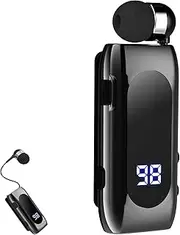 Weikon Wireless Headset with Noise Cancelling Mic, 20Hrs Talk Time Clip-On Stereo Earphone for Sports/Business/Truckers, Retractable Comfort (Iron Black)