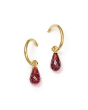 Bloomingdale's Fine Collection Garnet Briolette Hoop Drop Earrings in 14K Yellow Gold
