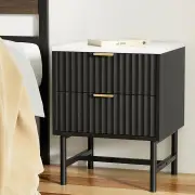 Artiss Bedside Table 2 Drawers - Black