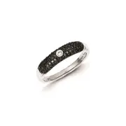 Sterling Silver Black and White Diamond Dome Band