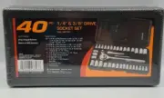 New 40 PIECE 1/4" & 3/8" Drive Socket Set SAE/Metric PS040 Set - D1571