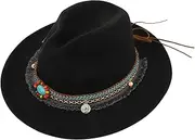 [LIFKOME] 1pc Mens Hat Classic Jazz Fedora Felt Material for Sun Outdoor Activity Black