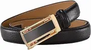 [RGWYGCG] Ratchet Womens Belts Fashion, 2.4CM Adjustable Thin Leather Belt with Square Alloy Automatic Buckle