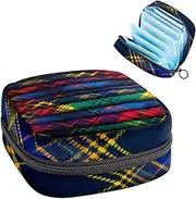 Sanitary Napkin Storage Bag,Period Bag,Pad Bag,Classic Purple and Green Plaid Pattern,Period Pouch